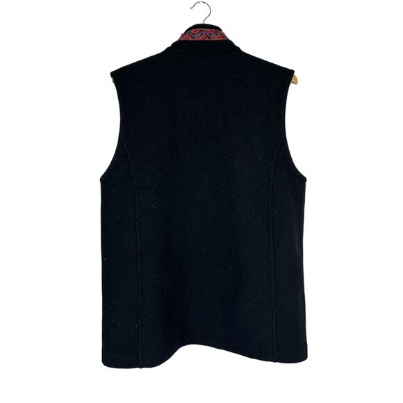 VTG Tundra Sport Canada 100% Wool Vest Black/Red Full Zip LARGE - Picture 2 of 13